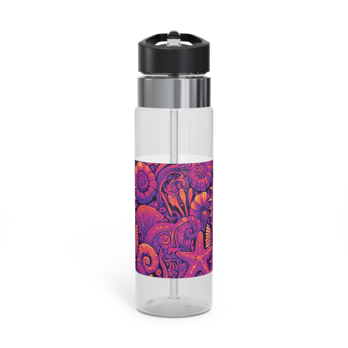 Tropical 20oz Tritan Sport Water Bottle - Leakproof, Lightweight, BPA-Free / Seahorse Trio, Hot Pink Macro