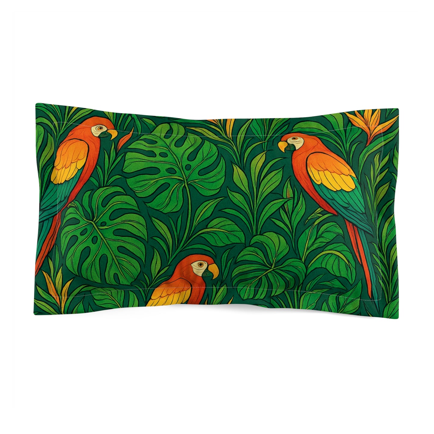 Microfiber Pillow Sham | Tropical Vibes for Relaxation / Parrot Family