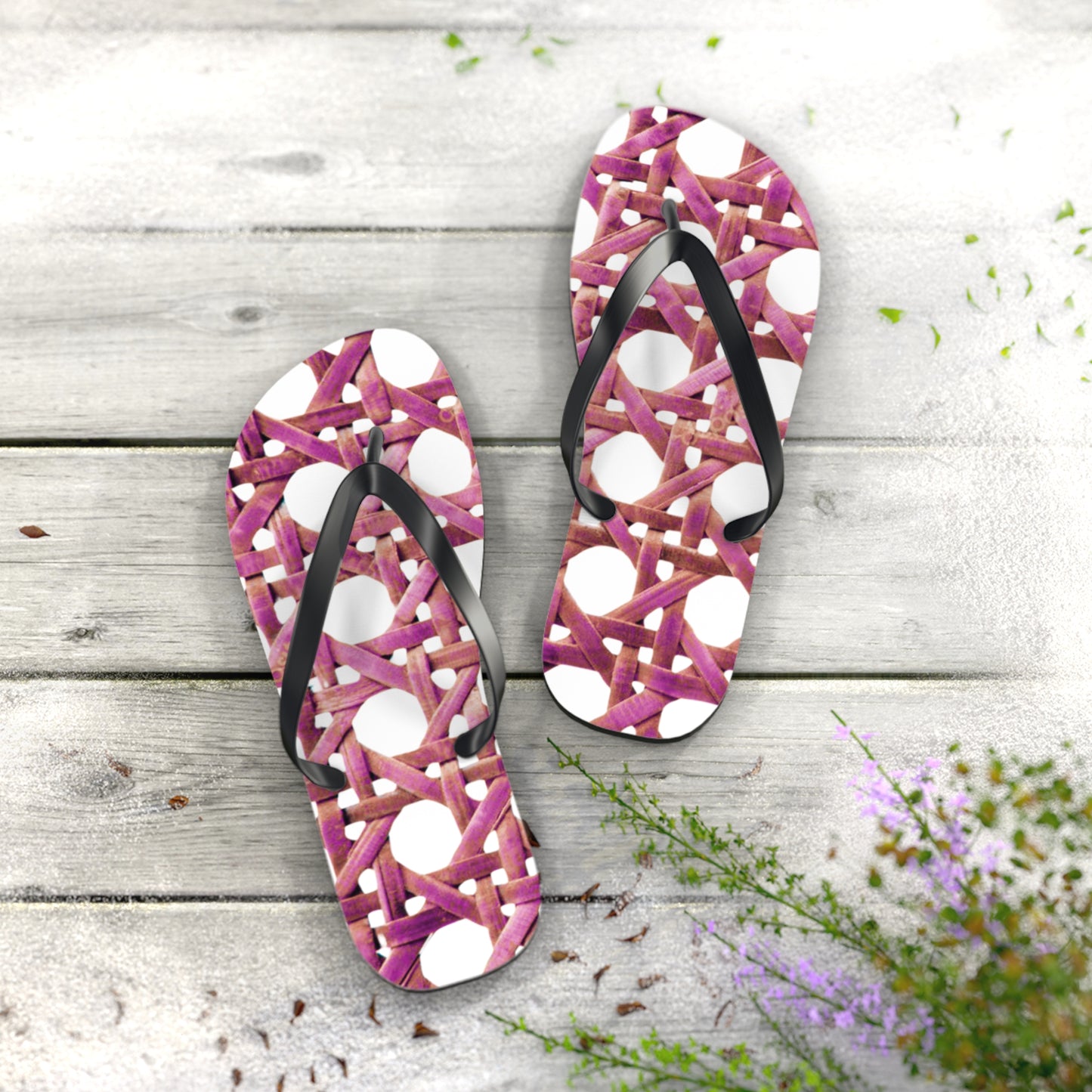 Flip Flops - Beach Chair Wicker, Hibiscus