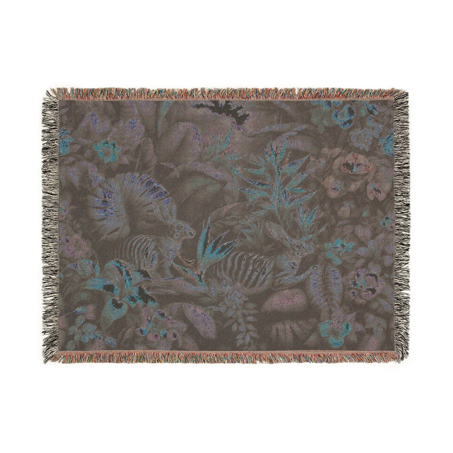 Woven Blanket, 3 Sizes - Tropical Home Decor / Rainforest Rabbit Outing