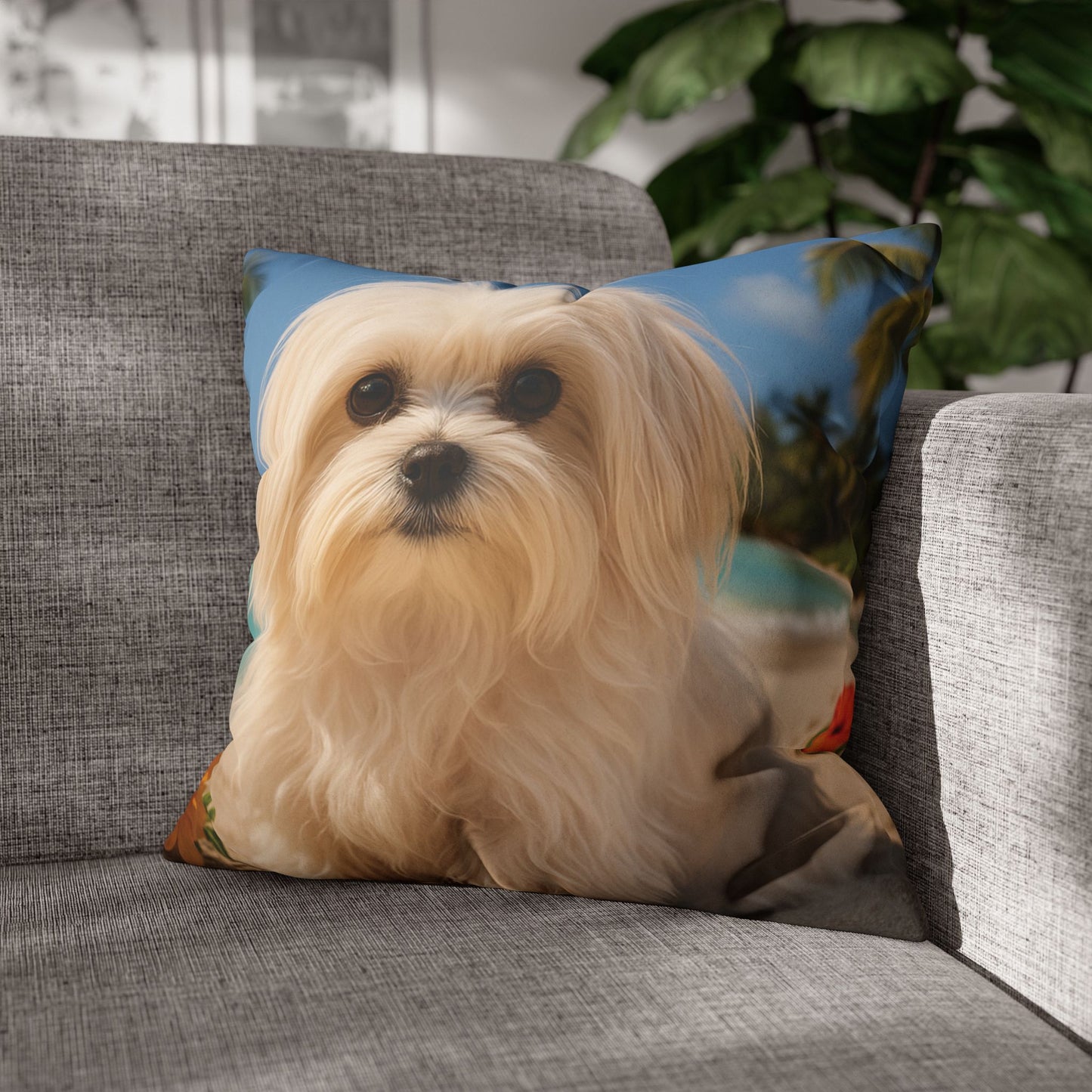 Faux Suede Square Pillowcase - Puppy Ariel