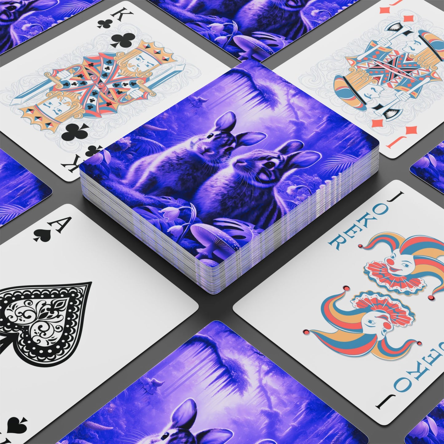 Poker Playing Cards - Tropical Sumatran Rabbits/Amethyst