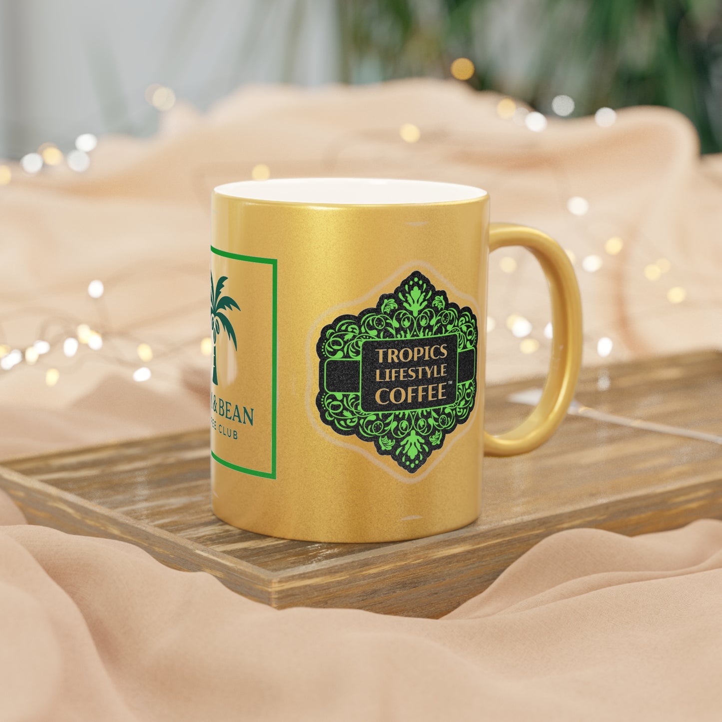 Tropical Lifestyle Coffee Metallic Mug, W/ Club - Elegant Coffee Cup, Chic Gift, Coffee Lover's Essentials
