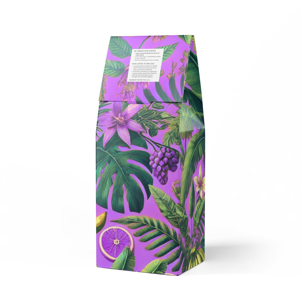 Beach Sunrise Blend™ (Light Roast) Specialty Grade Craft Coffee / Palms and More Tropical Fruit, Lilac