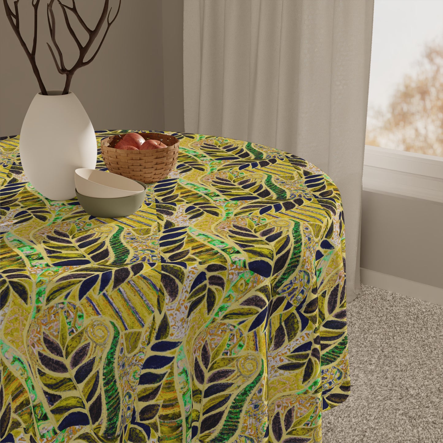 Amazon Whimsy/Yellow Square Tablecloth, 55" x 55"