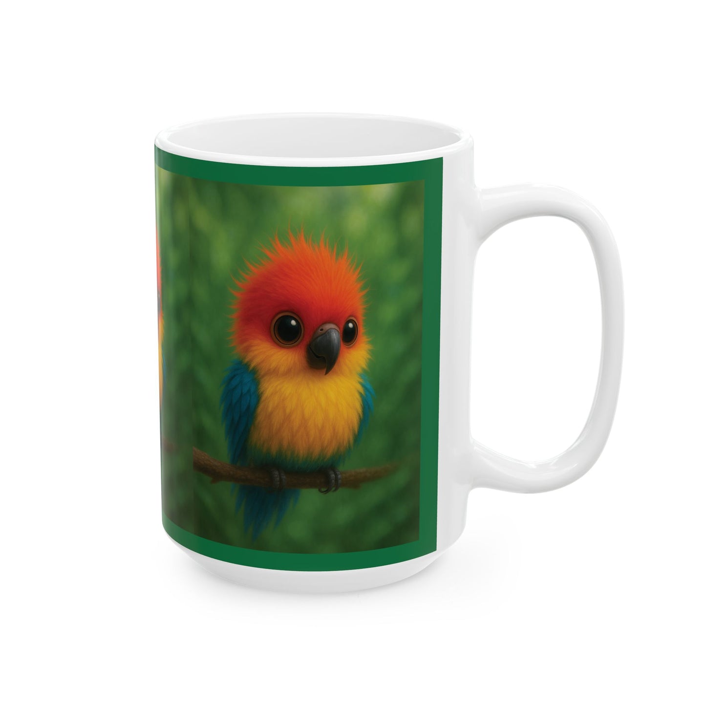 Ceramic White Mug - 11oz & 15oz, Baby Parrot