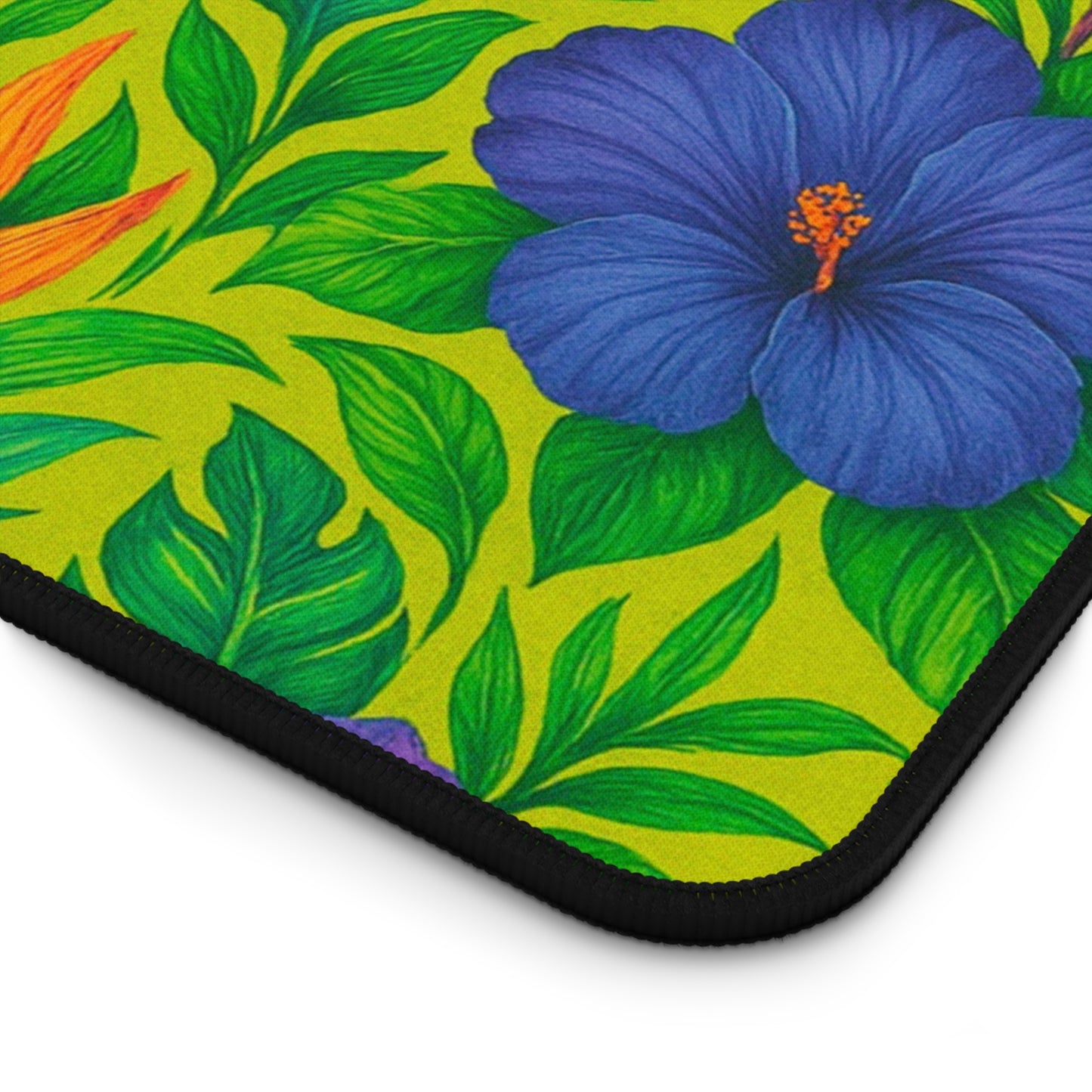 Tropical Mouse Pad/Desk Mat, 3 Sizes - Bright Rainforest Design, Perfect for Home Office / Midnight Flower Lime