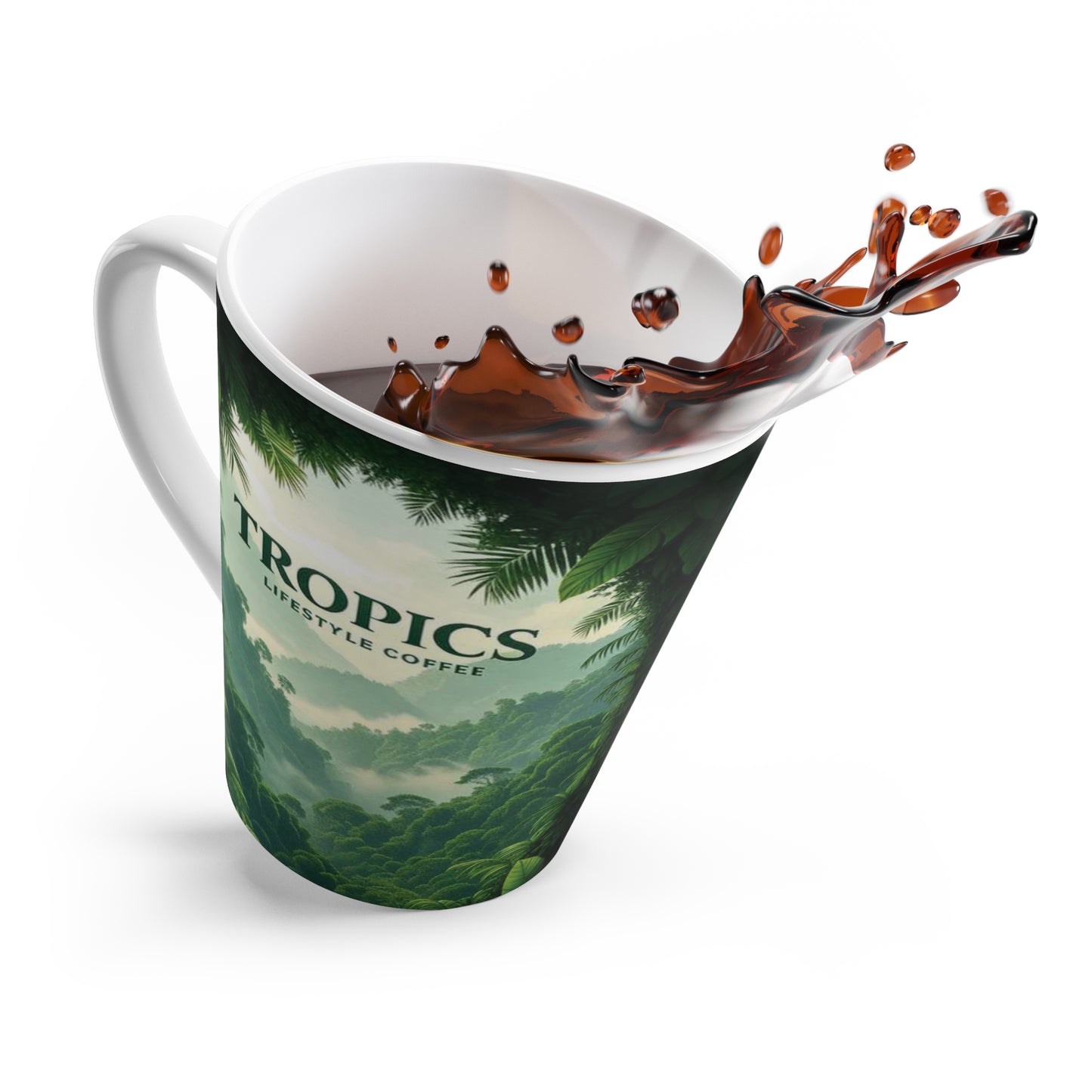 Latte White Mug - Rainforest Vista / TLCoffee Logo