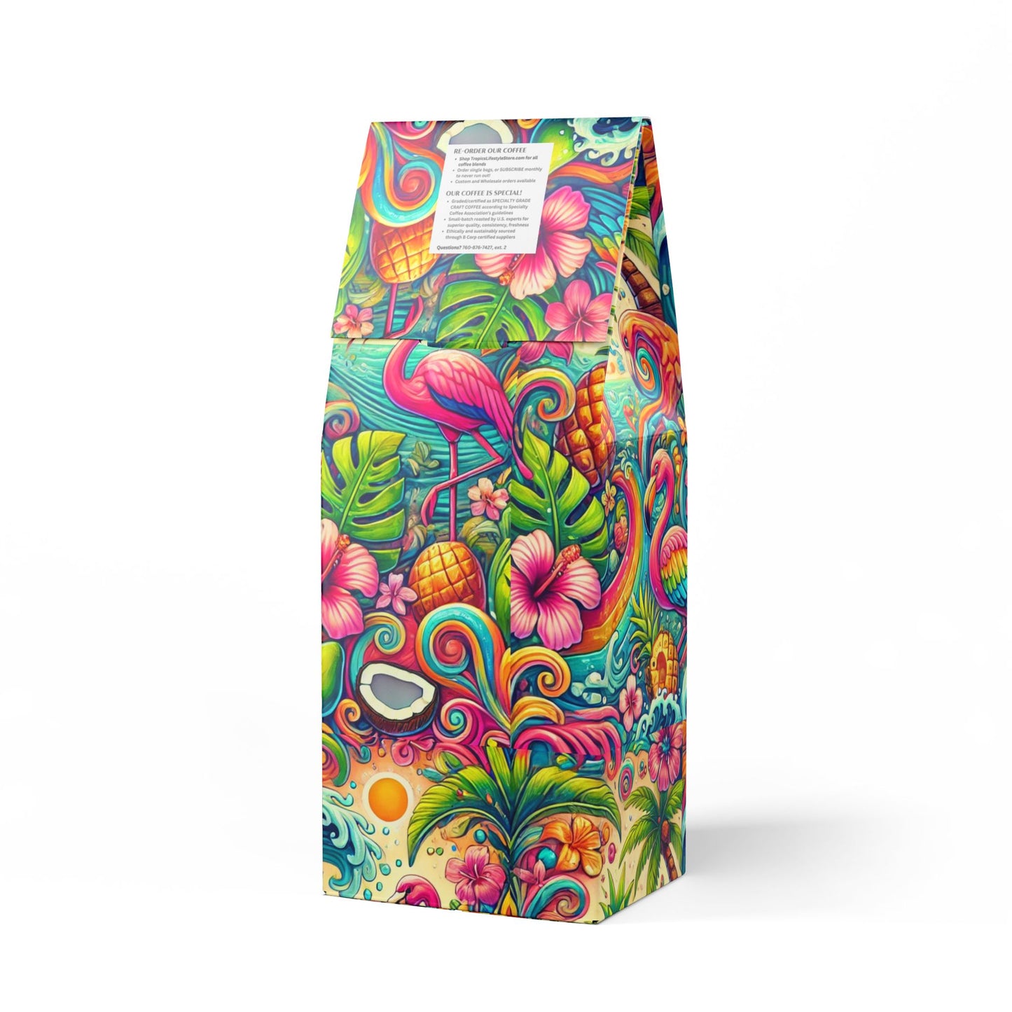 Cocoa Palms Blend™ (Medium-Dark Roast) Specialty Grade Craft Coffee / Flamingo Waves