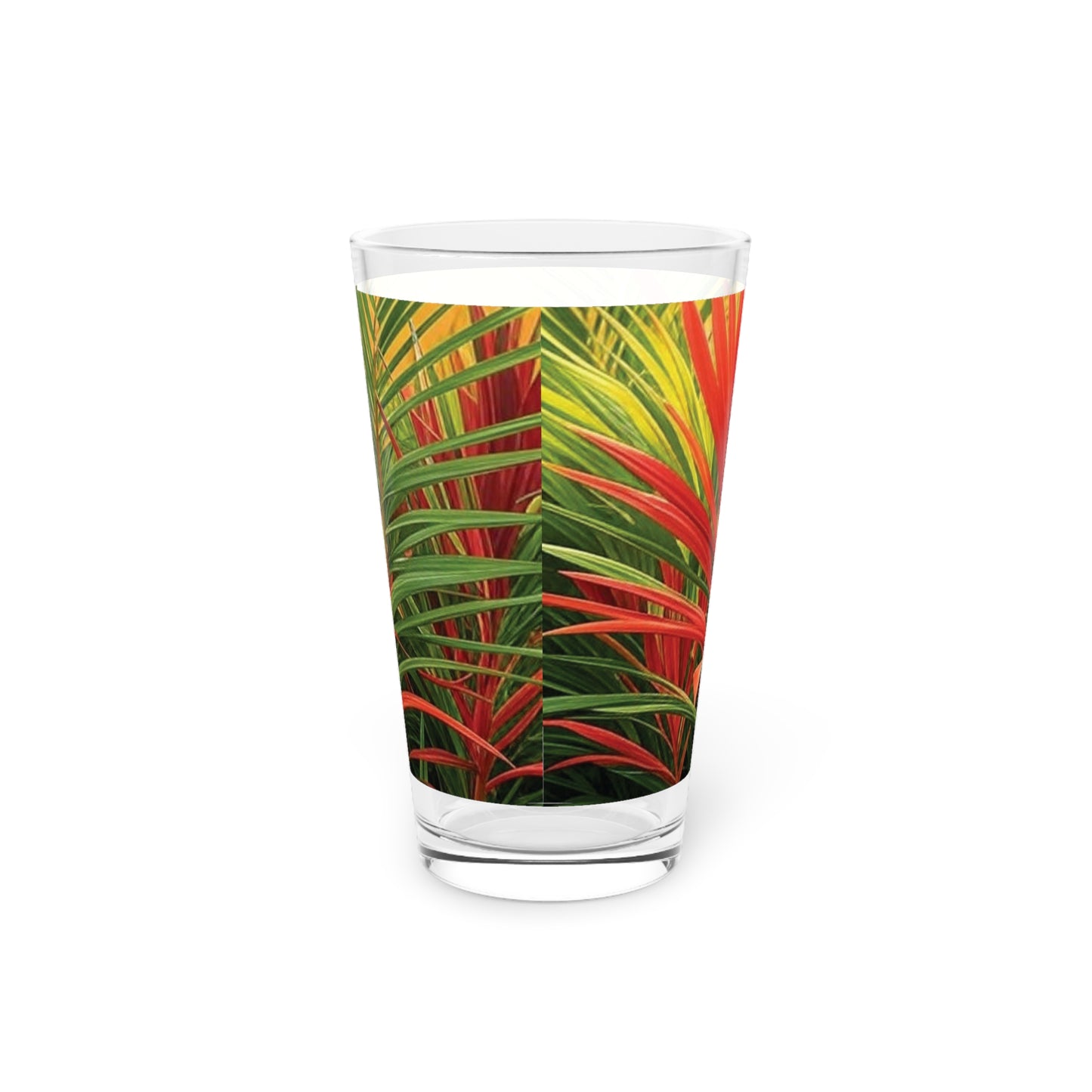 Pint Glass, 16oz - Red Flame Palm