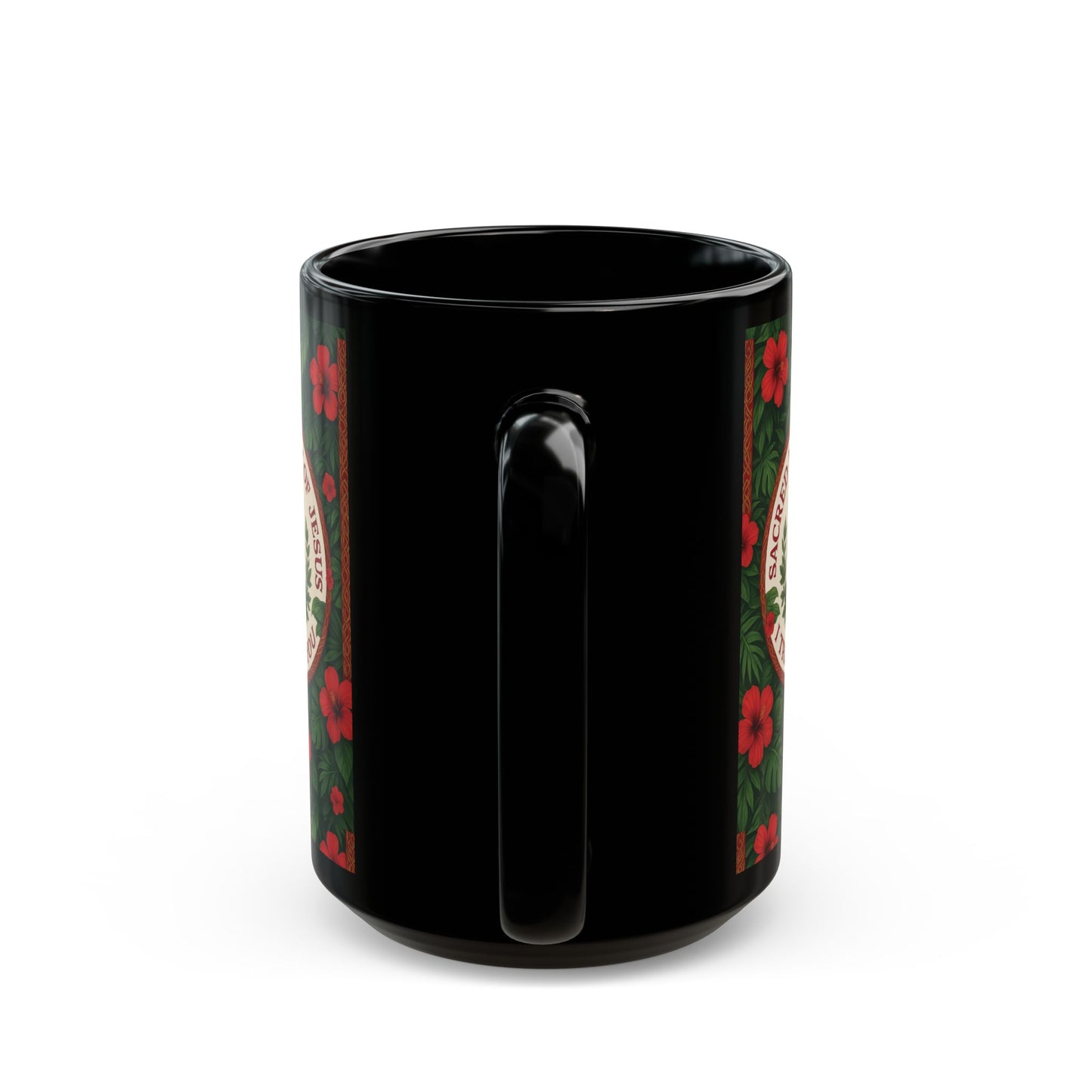 Religious Black Coffee Mug - Sacred Heart of Jesus Prayer