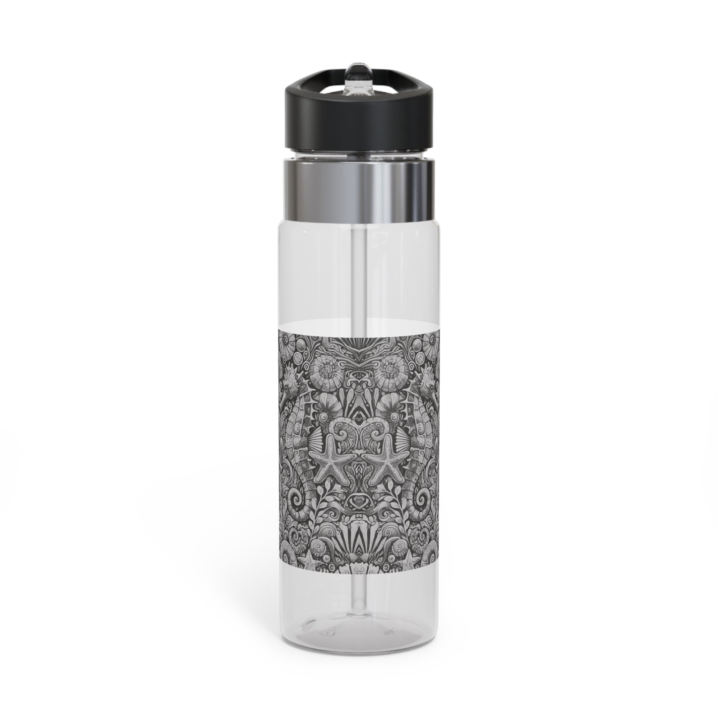 Tropical 20oz Tritan Sport Water Bottle - Leakproof, Lightweight, BPA-Free / Seahorse Trio, Noir