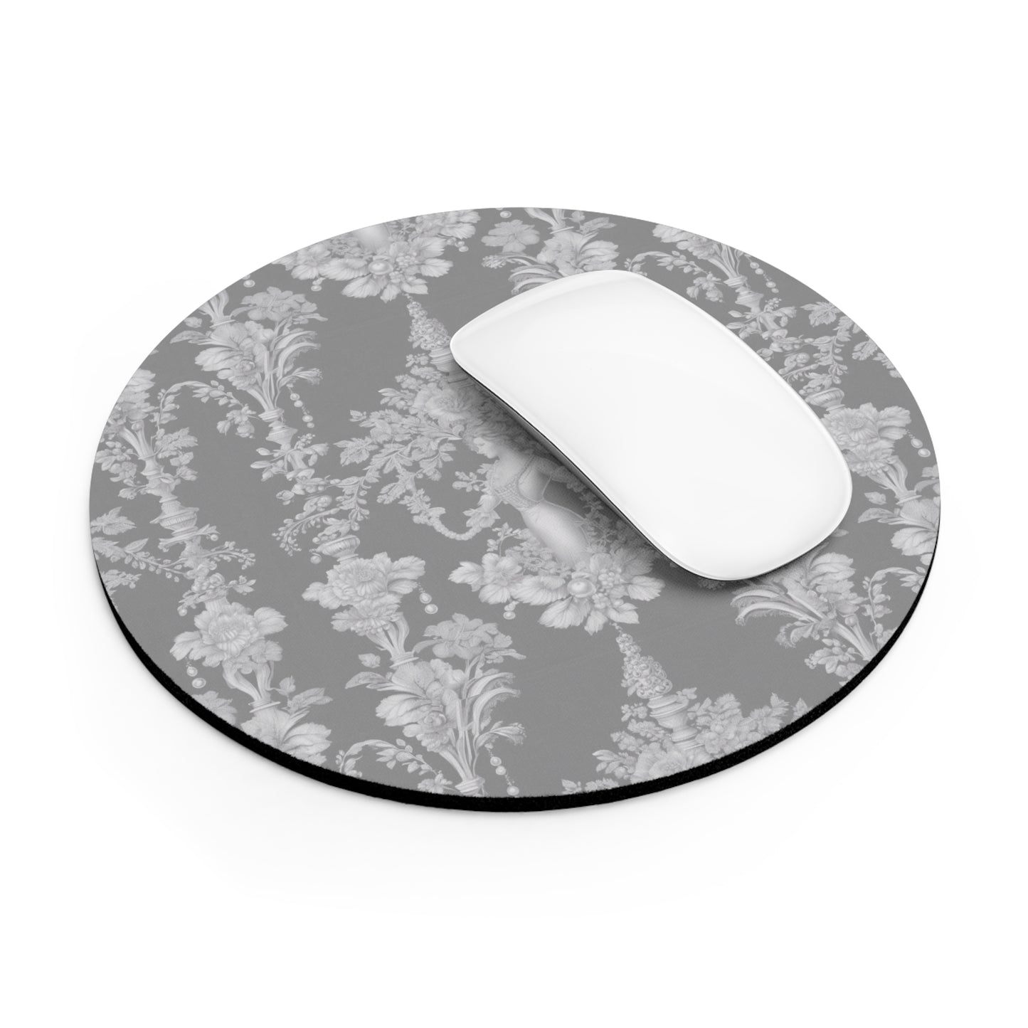 Tropical Mouse Pad, 2 Shapes - Coastal Vibes for Home Office & Gamer / Pearl Lady Toile, Slate