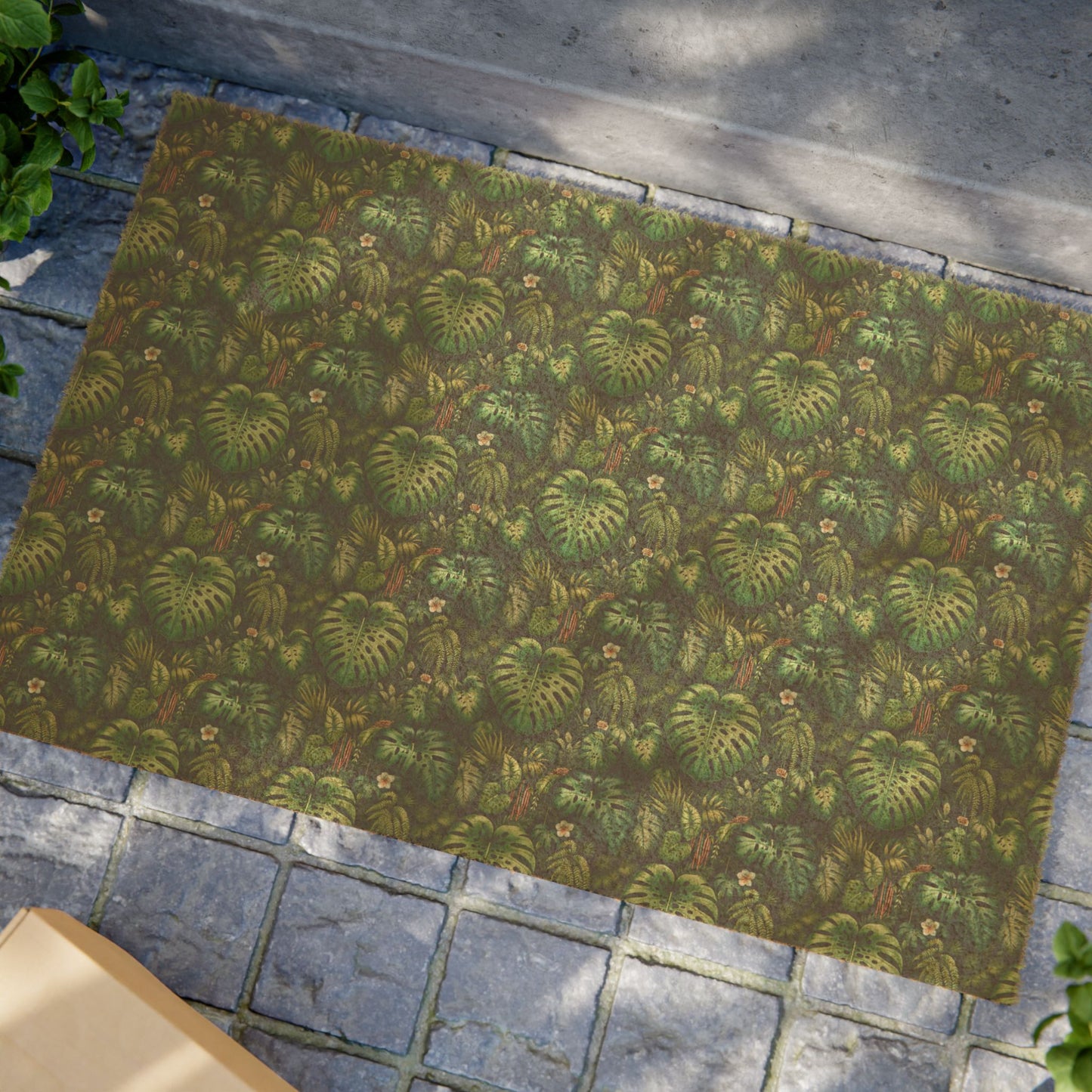 Door Mat - Vibrant Coconut Fiber Entrance Mat / Rainforest Greenery
