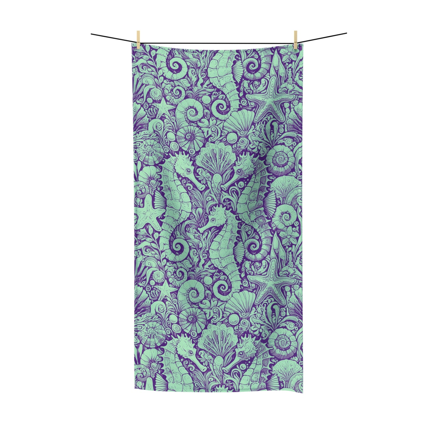 Seahorse Trio/Minty Polycotton Towel