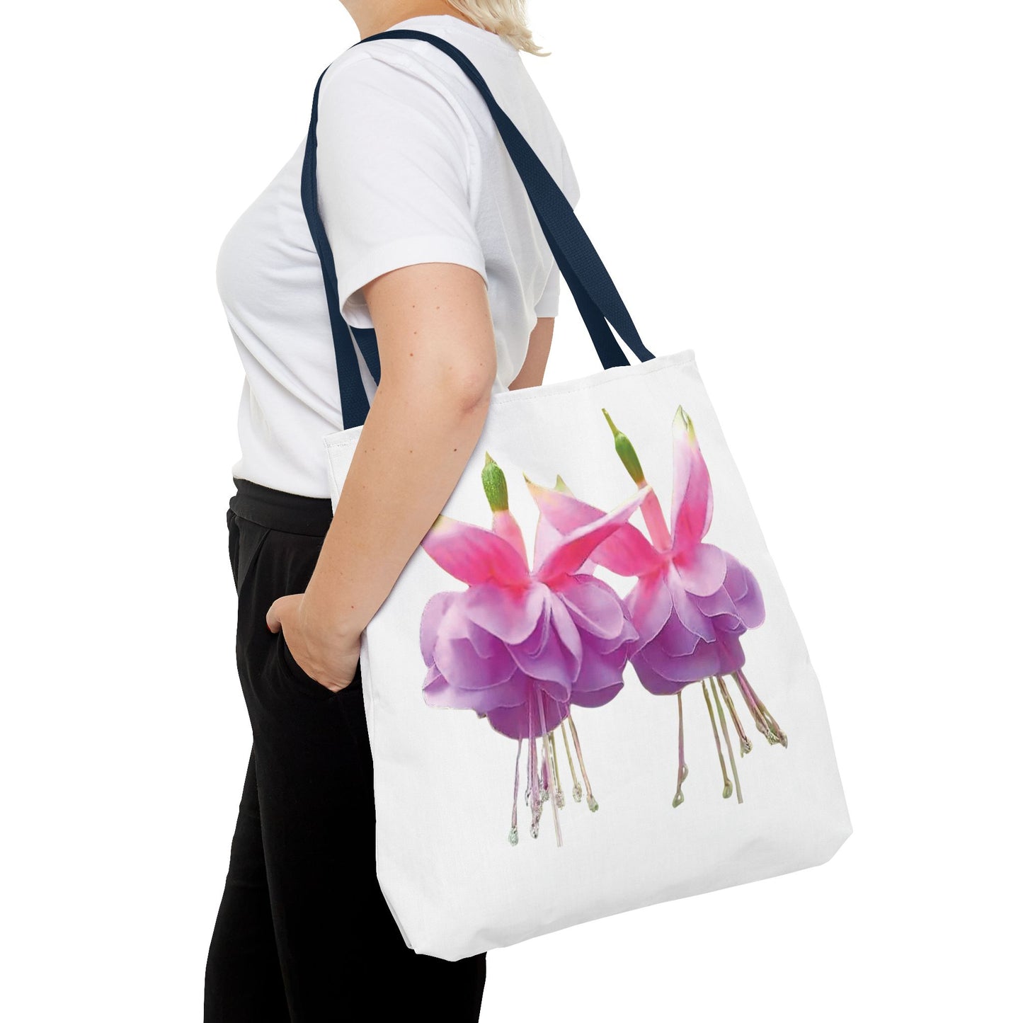 Two Fuschsias Tropical Flower Tote Bag - 3 Sizes