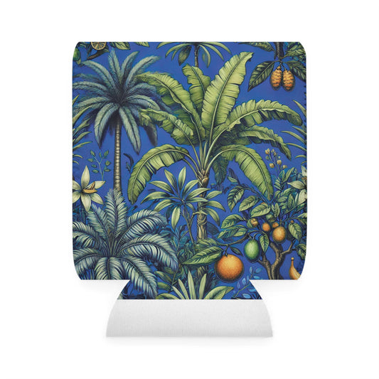 Tropical Fruit/Dark Blue Can Cooler Sleeve - Perfect for Outdoor Picnics