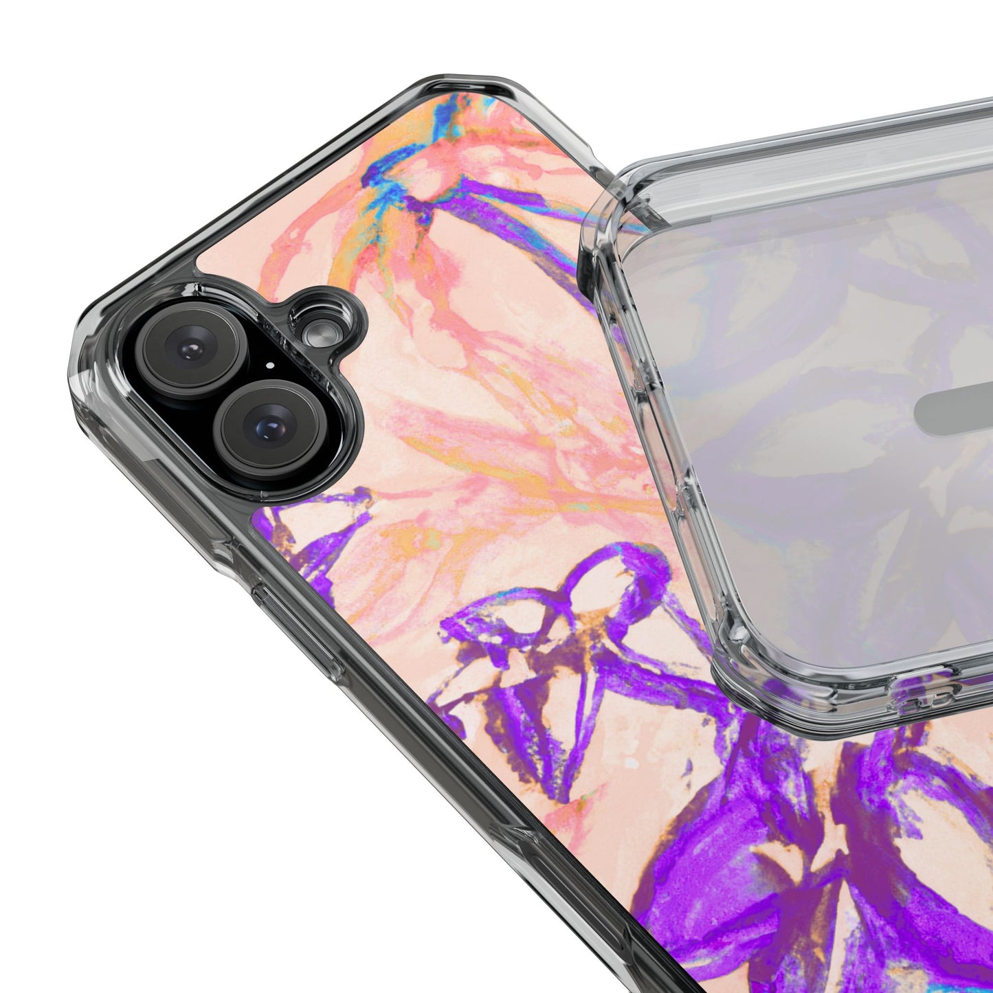 Tropical Doodles/Peach Magnetic Clear Phone Case, Many Models