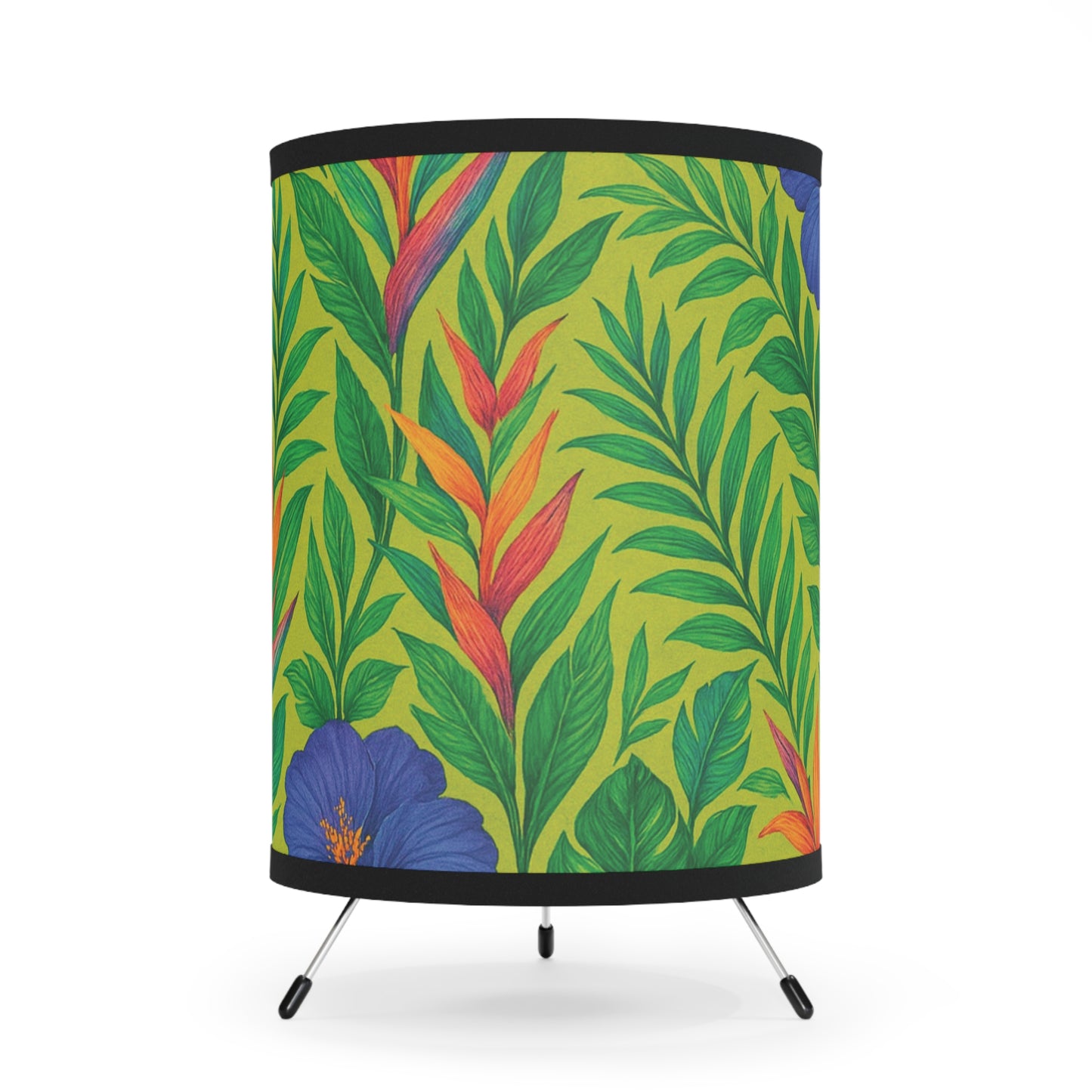 Midnight Flower Lime Tripod Lamp with Artistic High-Res Shade - Perfect for Home Décor