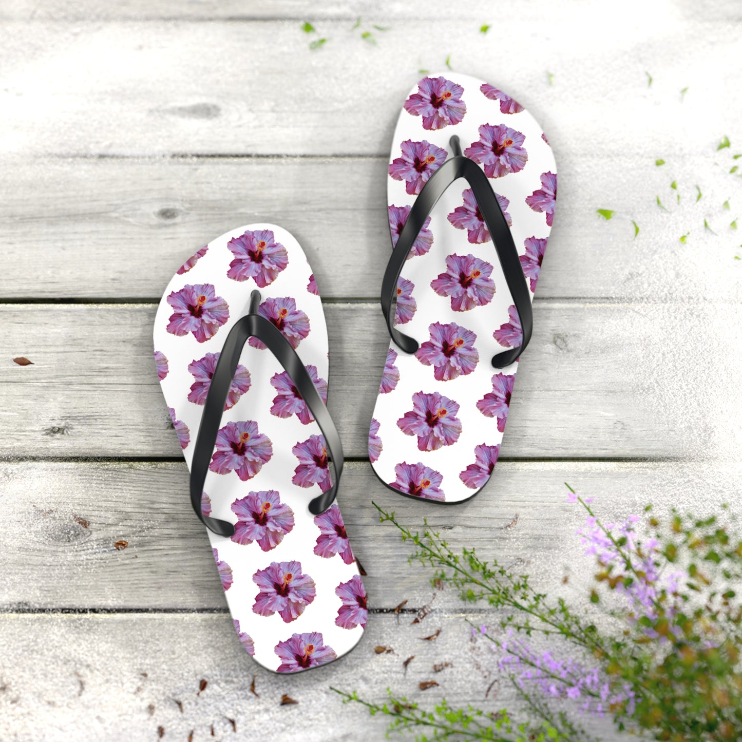 Flip Flops - Purple Hibiscus