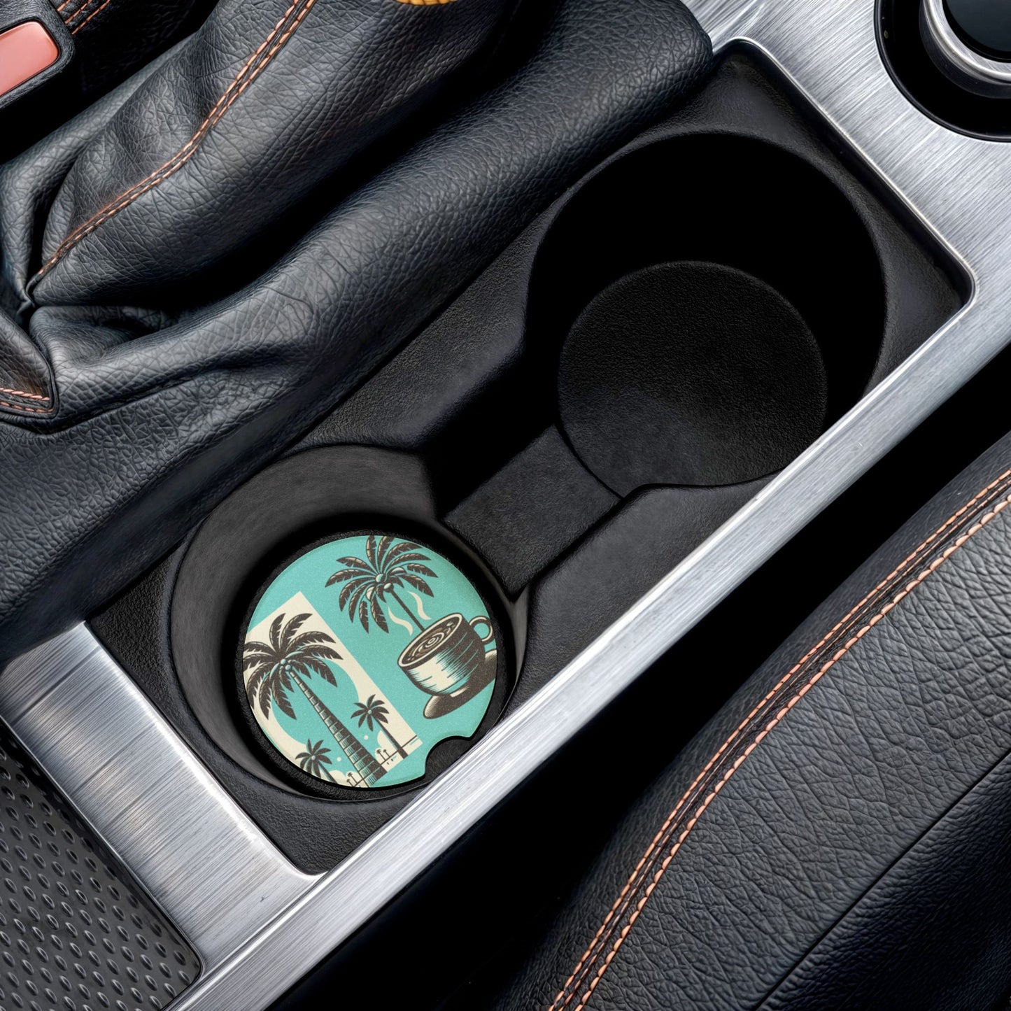 Soapstone Car Coaster - Palms and Coffee