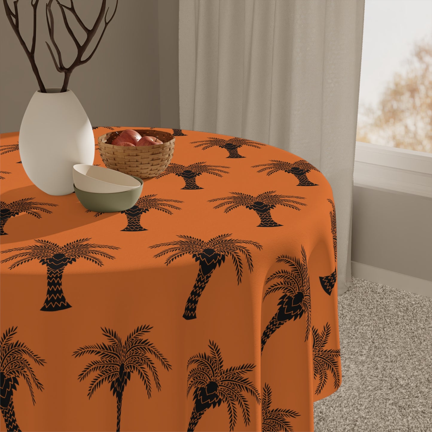 Palm Glory/Crusta Orange ~ Square Tablecloth, 55" x 55"