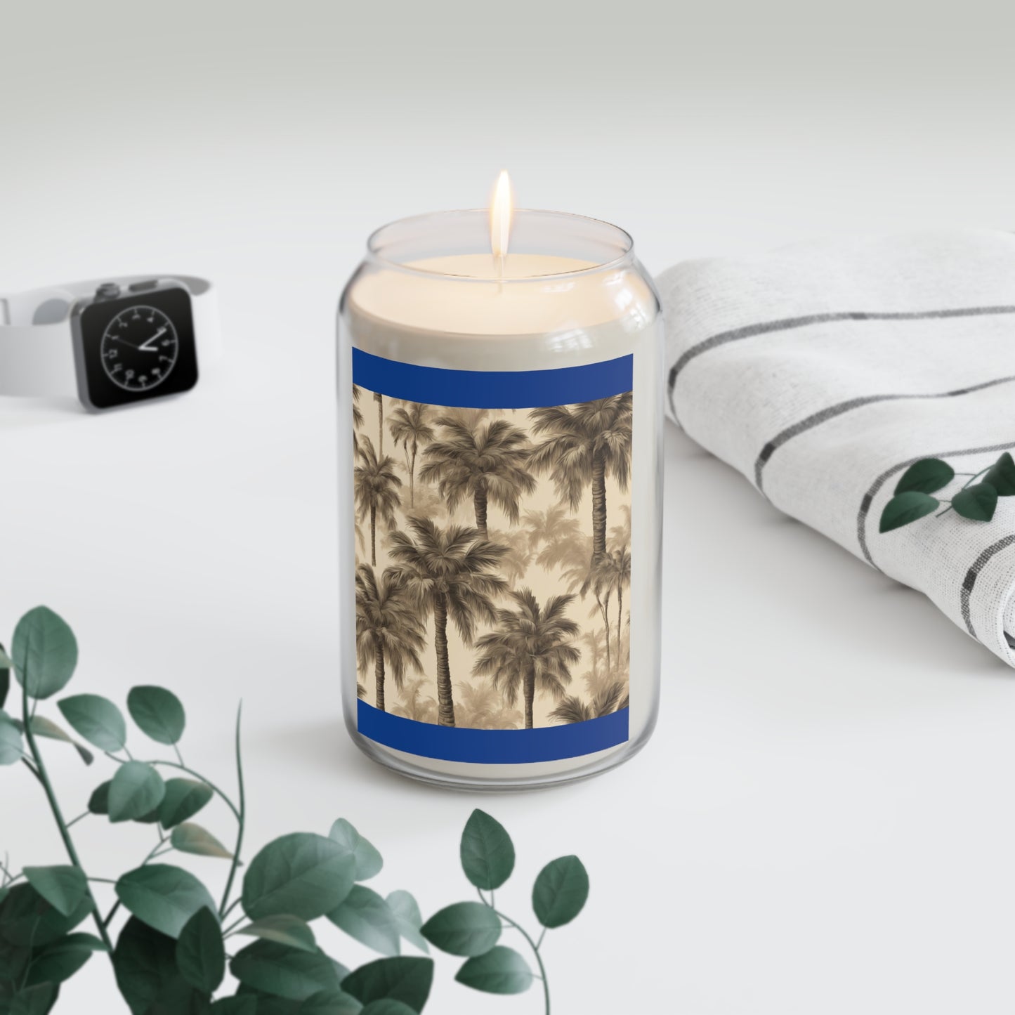 Scented Candle, 13.75oz - Lisa's Fluffy Palms, dark blue