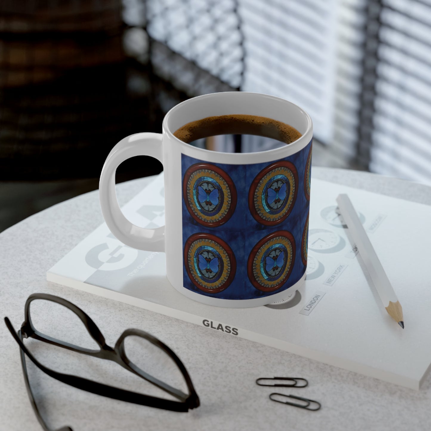 Jumbo Mug, 20oz, Vintage Butterfly Wing Wall Art | Tropical Coffee Cup