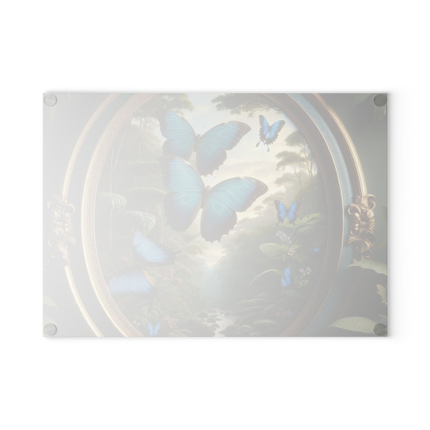 Glass Cutting Board, 2 sizes - Framed Morpho Gathering