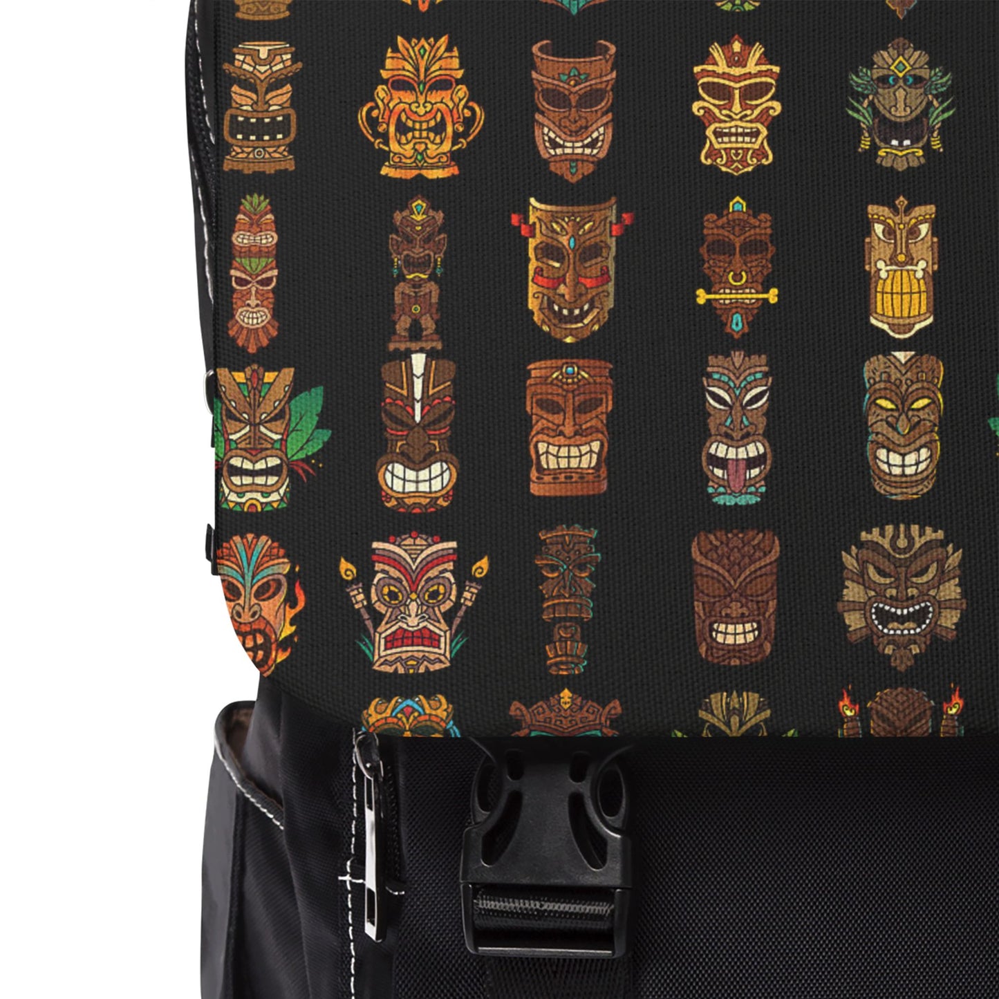 Tropical Casual Backpack - Perfect for Everyday Adventures / Tiny Tiki Dudes, Black