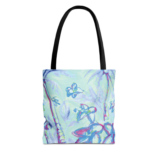 Blue Tropical Doodles Tote Bag - 3 Sizes