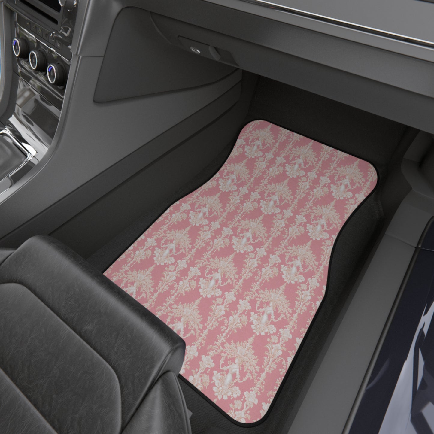 Tropical Pearl Lady Toile/Hibiscus Pink Car Floor Mats - SET of 2