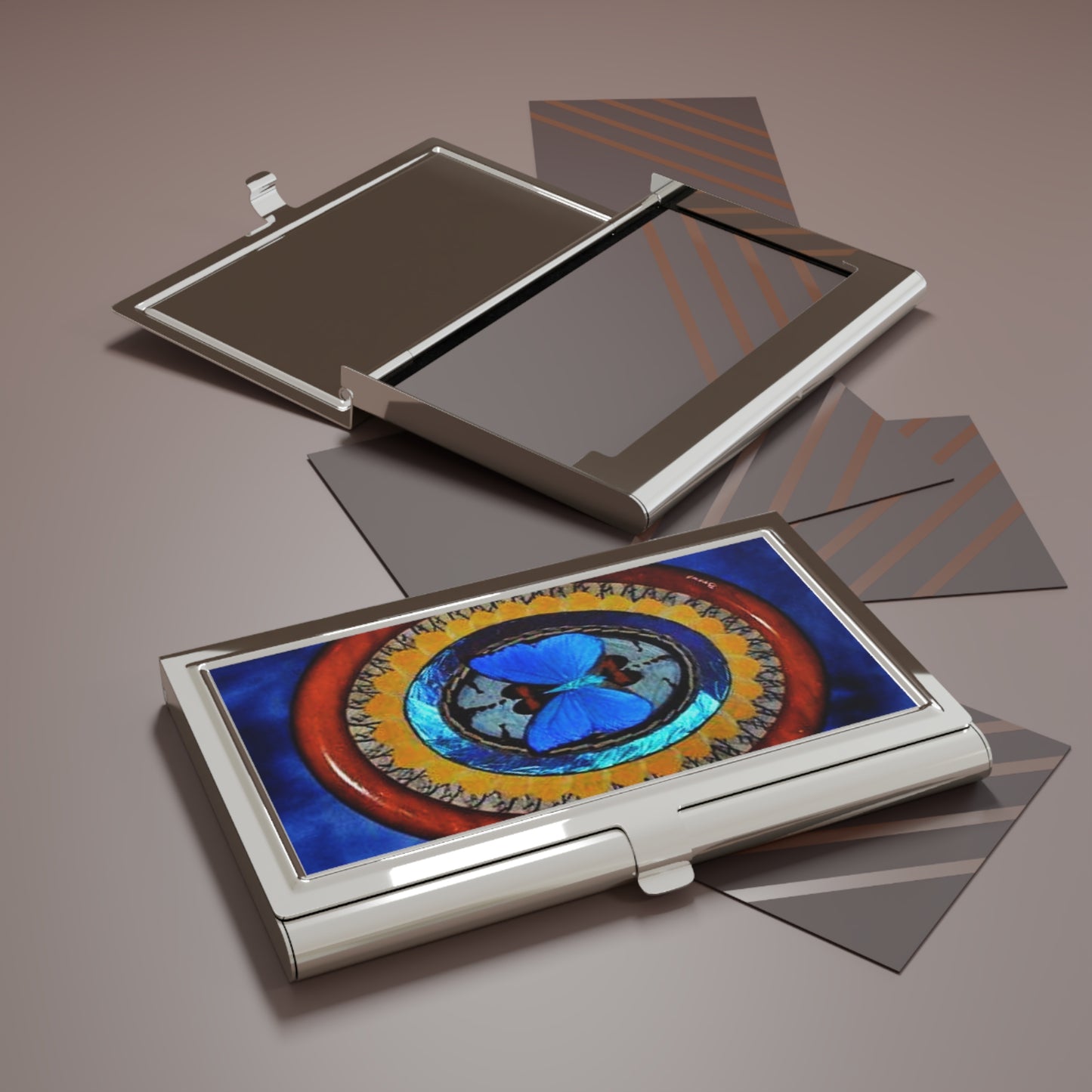 Oval Real Butterfly Wing Art Business Card Holder