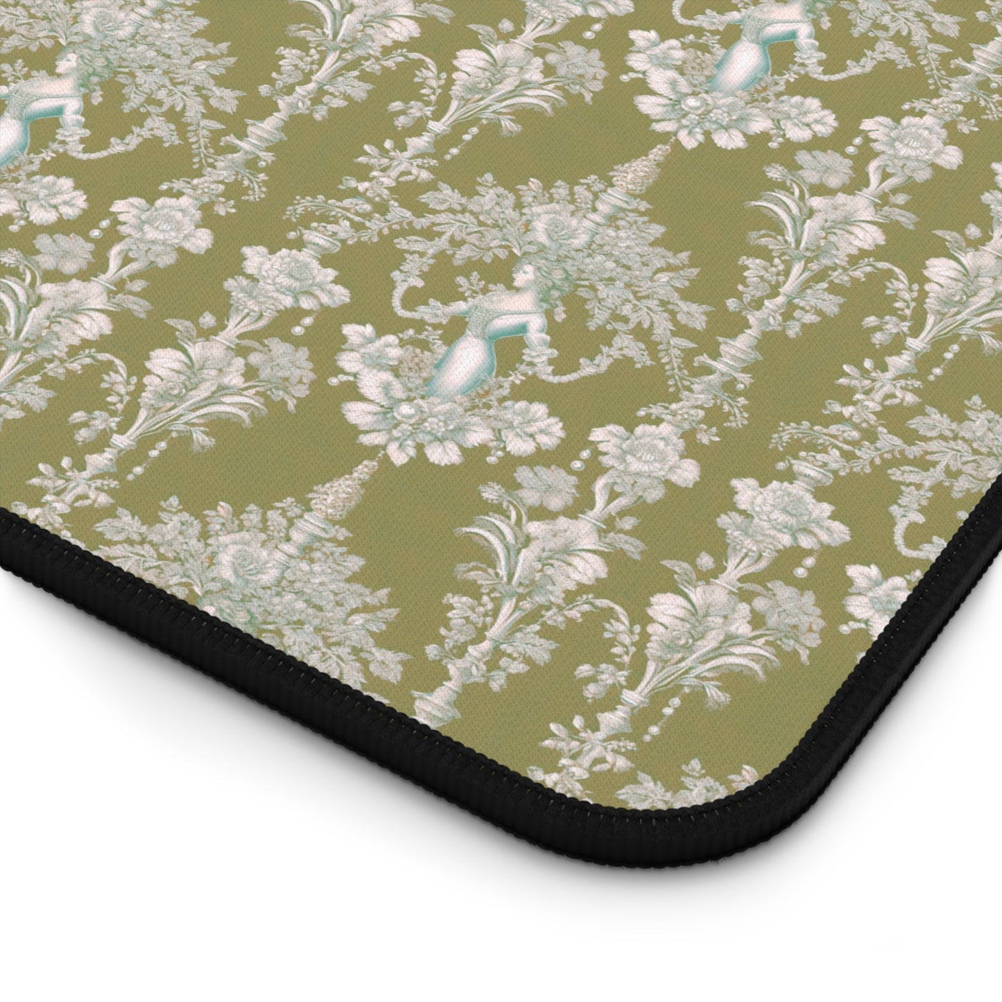 Tropical Mouse Pad/Desk Mat, 3 Sizes - Perfect for Home Office / Pearl Lady Toile, Highborn Green
