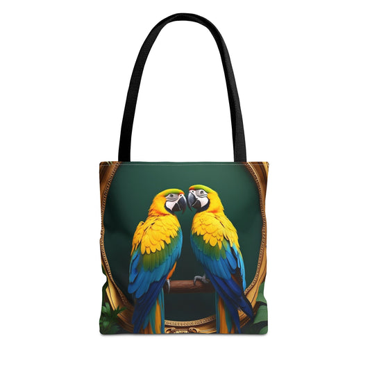 Rainforest Framed Parrot Pair Tote Bag - 3 Sizes