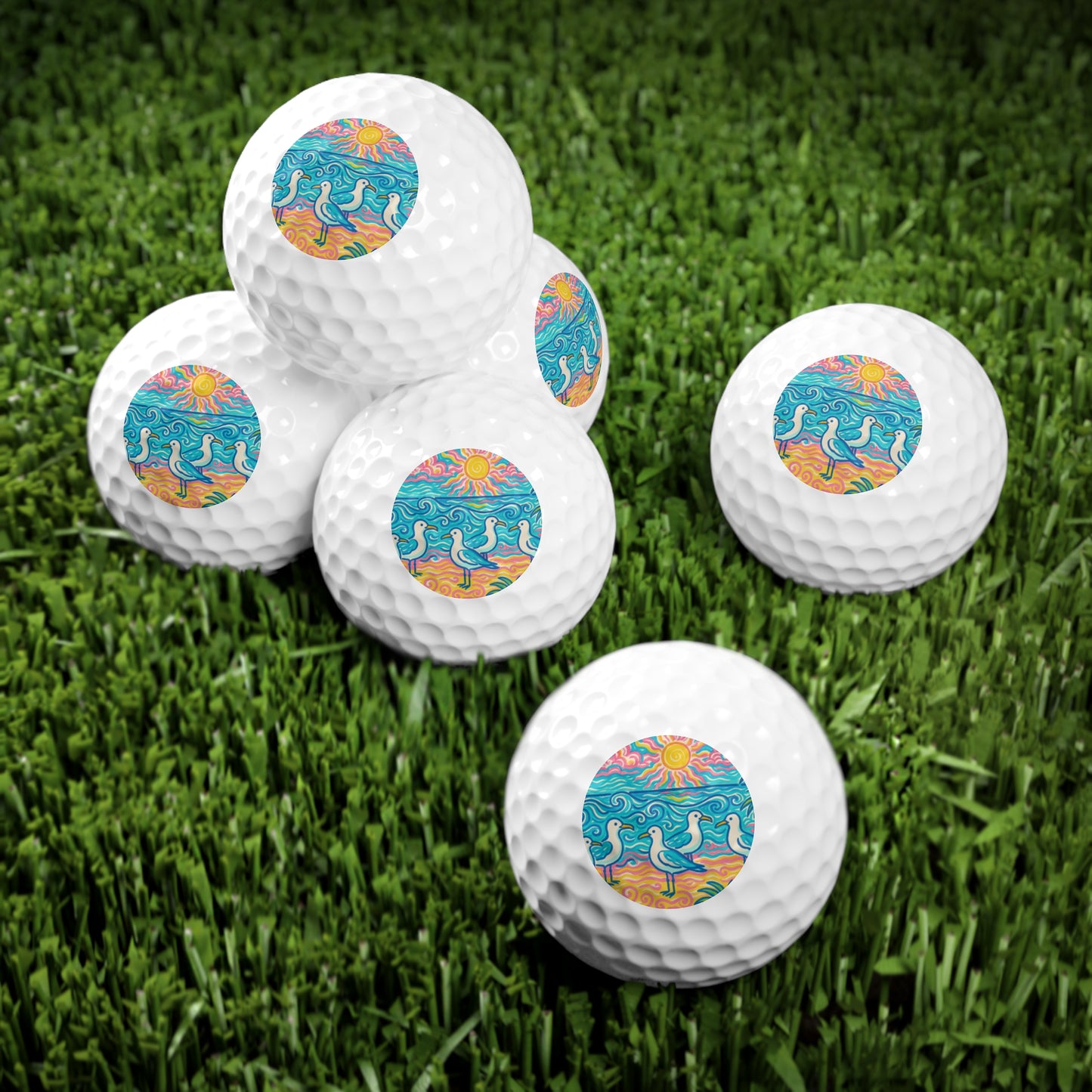 Tropical-Themed Golf Balls, 6pcs - Perfect Gift for Golf Enthusiasts / Beach Seagulls