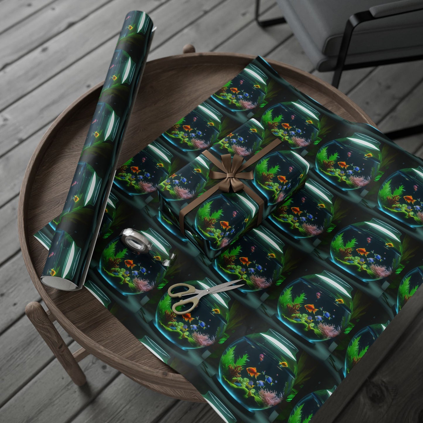 Wrapping Paper - Tropical Gift Wrap for All Occasions, 3 Sizes/2 Finishes / Tropical Fish Bowl