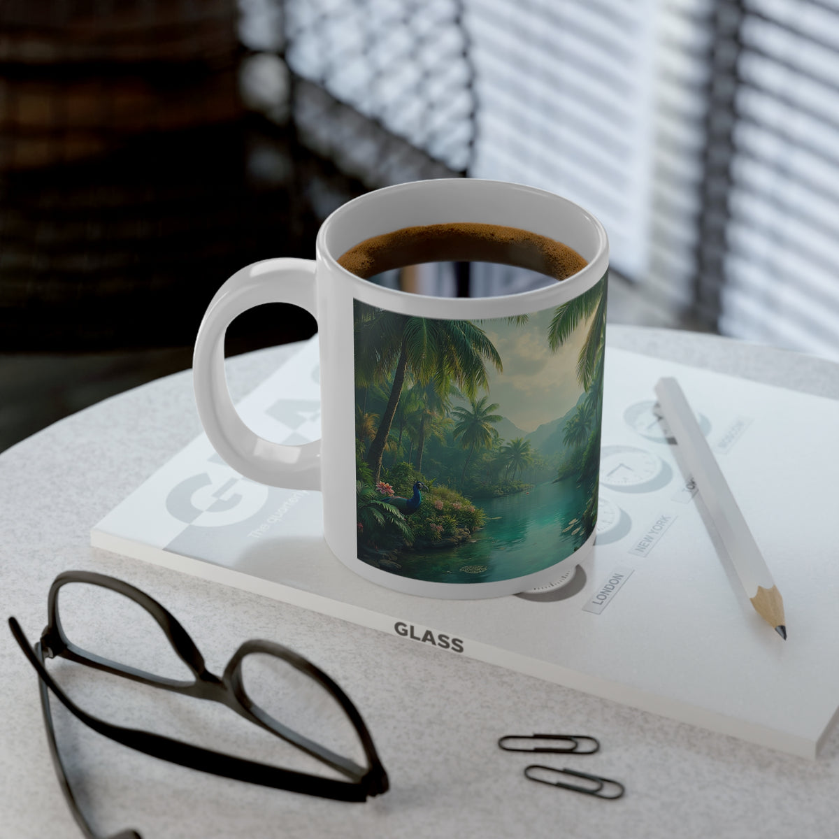 Jumbo Mug, 20oz, Restful Peacock | Tropical Coffee Cup