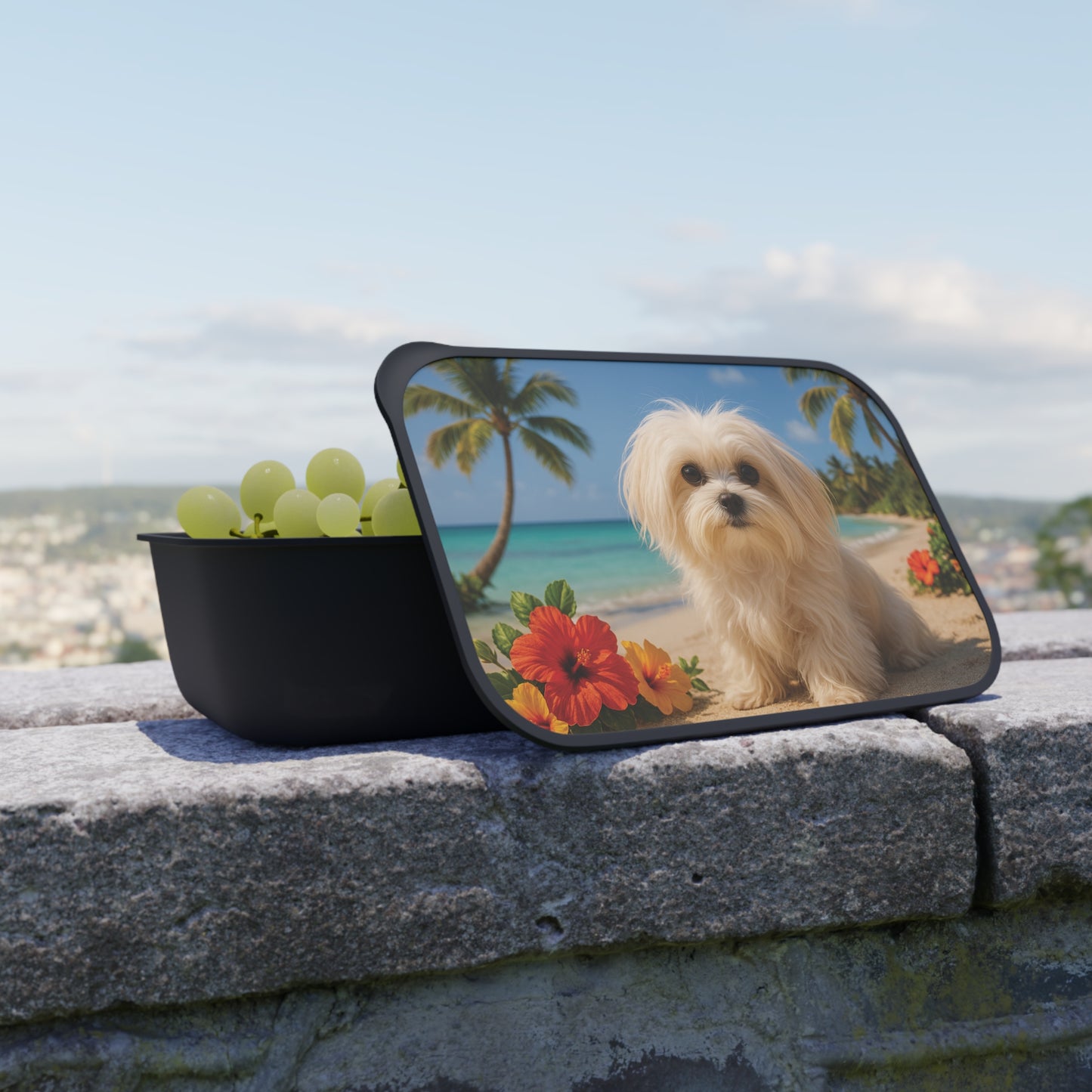 Bento Box with Utensils - Puppy Ariel at the Beach