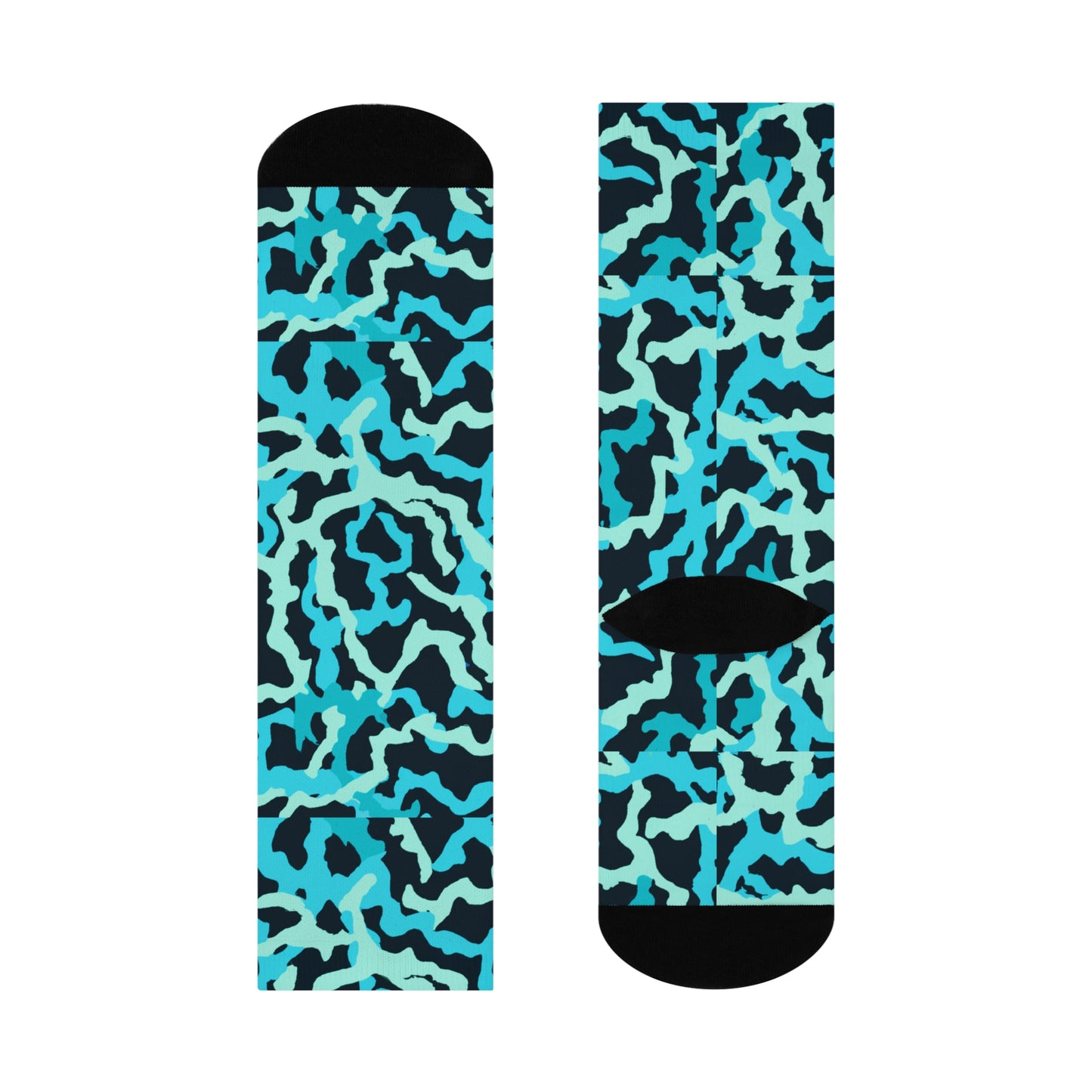 Cushioned Crew Socks - Coral Threads/Turquoise