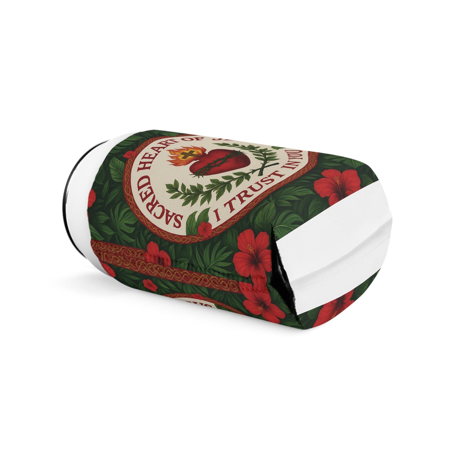 Sacred Heart of Jesus/Dark Red Can Cooler Sleeve, Religious - Perfect for Outdoor Picnics