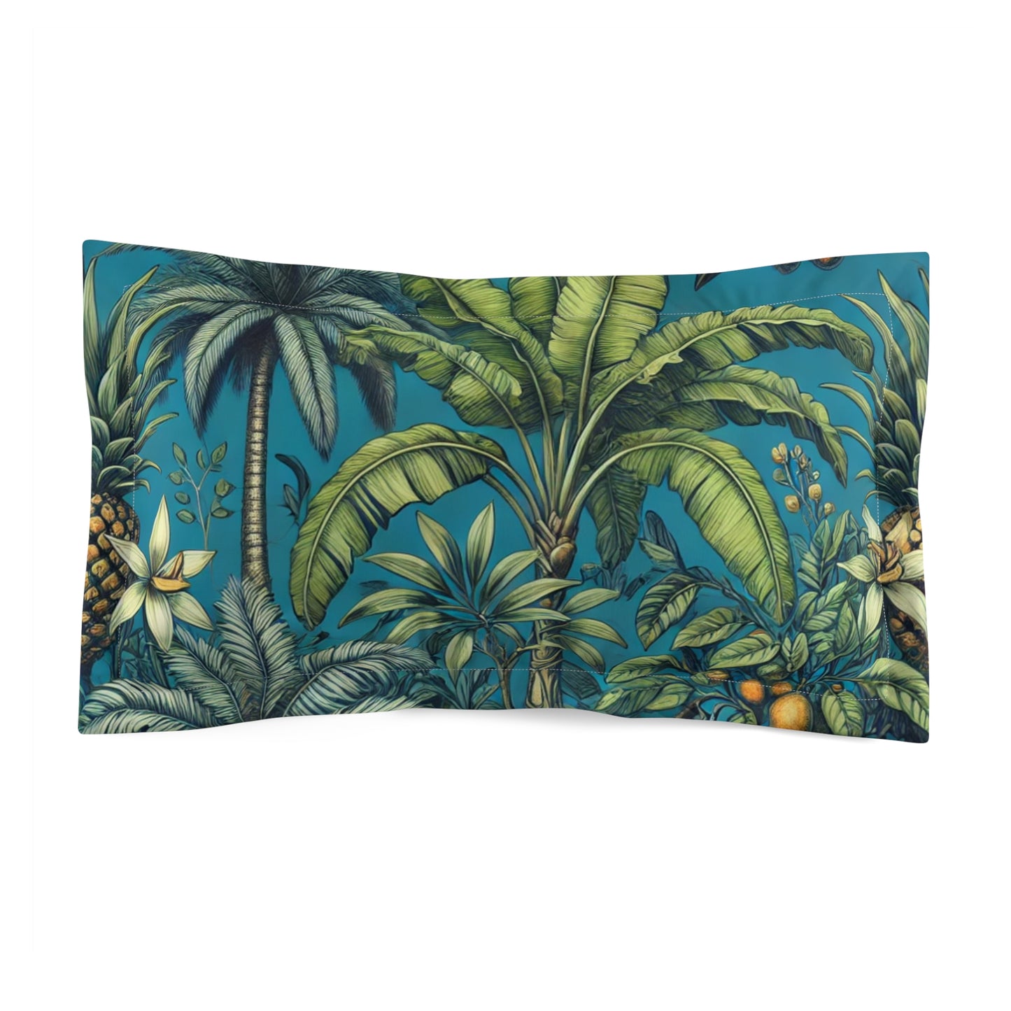 Microfiber Pillow Sham, 2 Sizes | Tropical Vibes for Relaxation / Tropical Fruit Blue