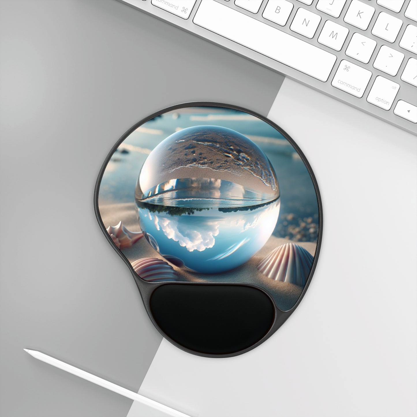 Beach Illusion Ball Mouse Pad with Wrist Rest – Ergonomic Design for Comfort and Style