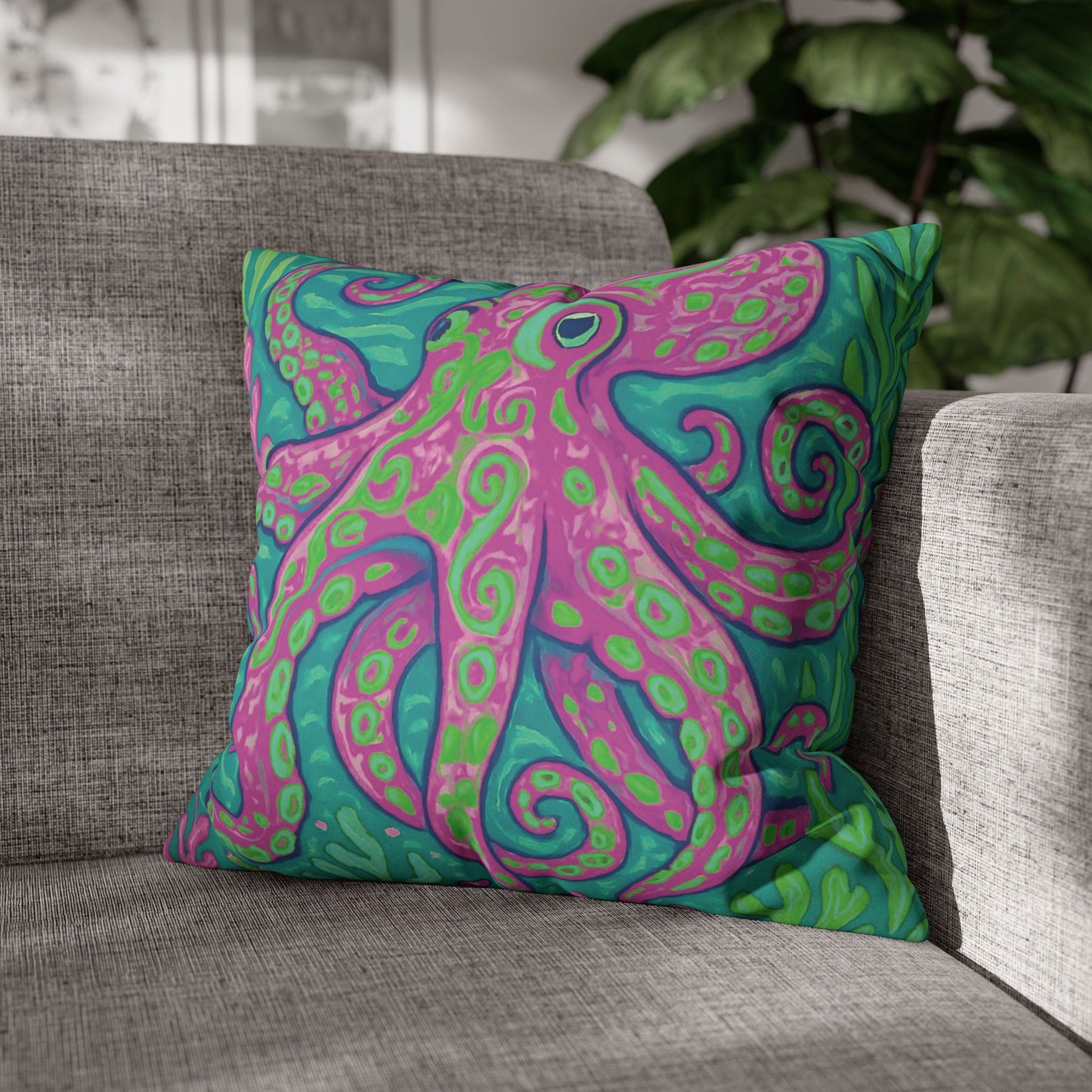 Faux Suede Square Pillowcase - Purple Kraken Joe