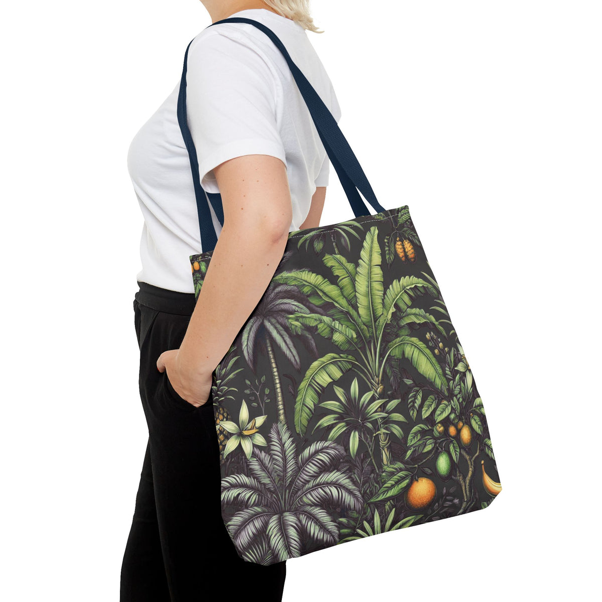 Tropical Fruit/Black Tote Bag - 3 Sizes