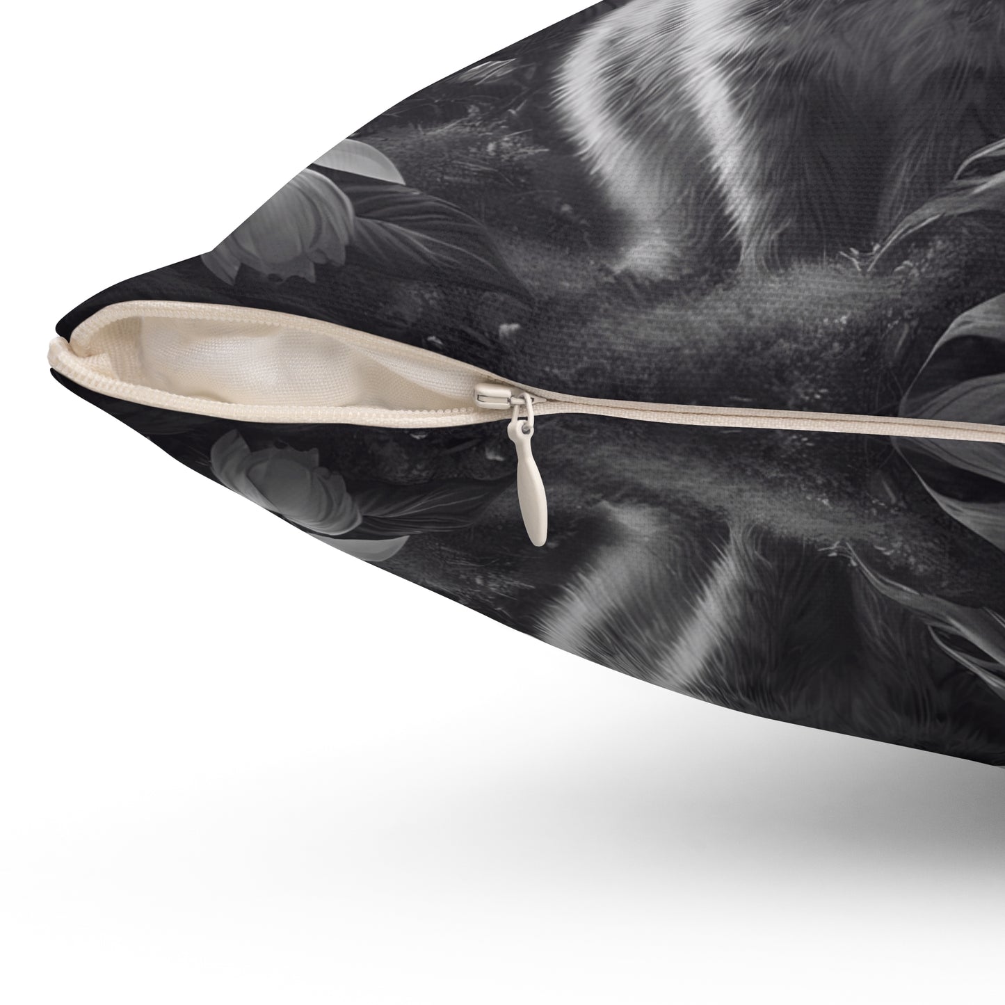 Decorative Pillow - Accent Cushion, 4 Sizes / Rainforest Sumatran Rabbits, Noir