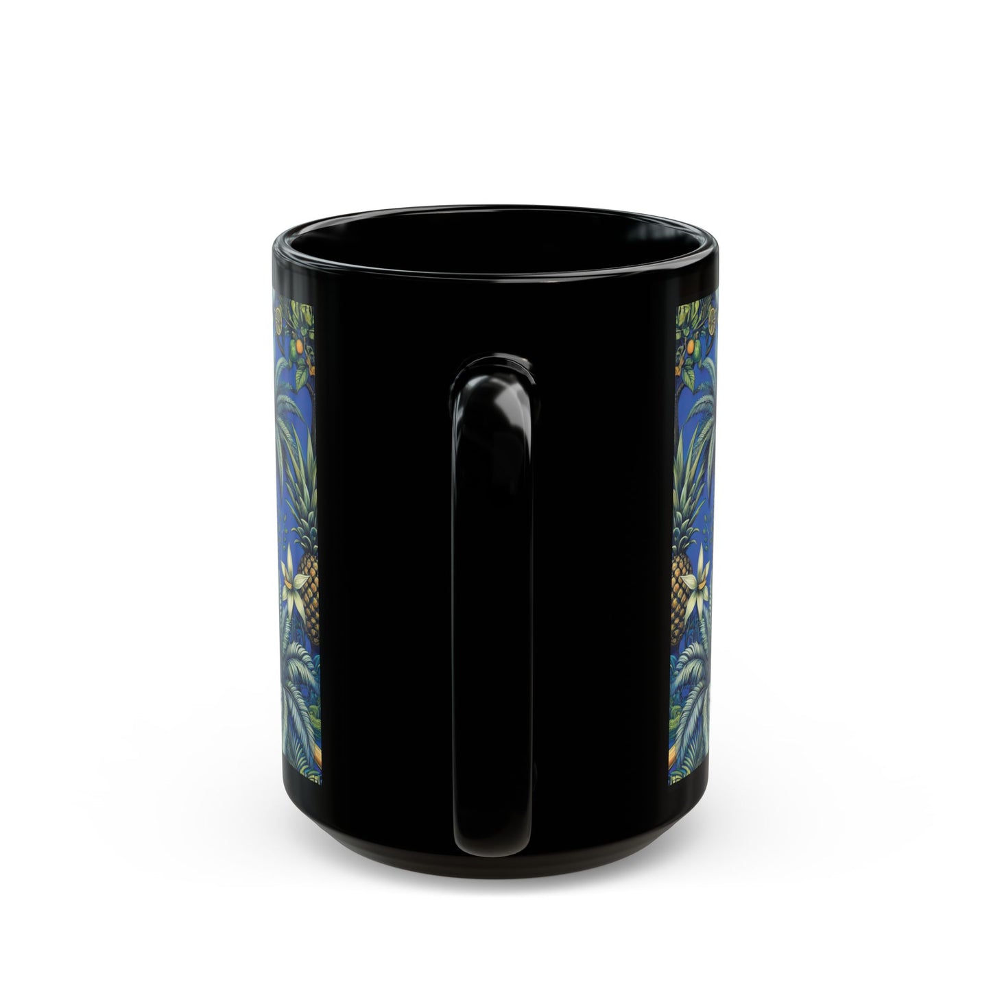 Black Coffee Mug - Tropical Fruit, Blue