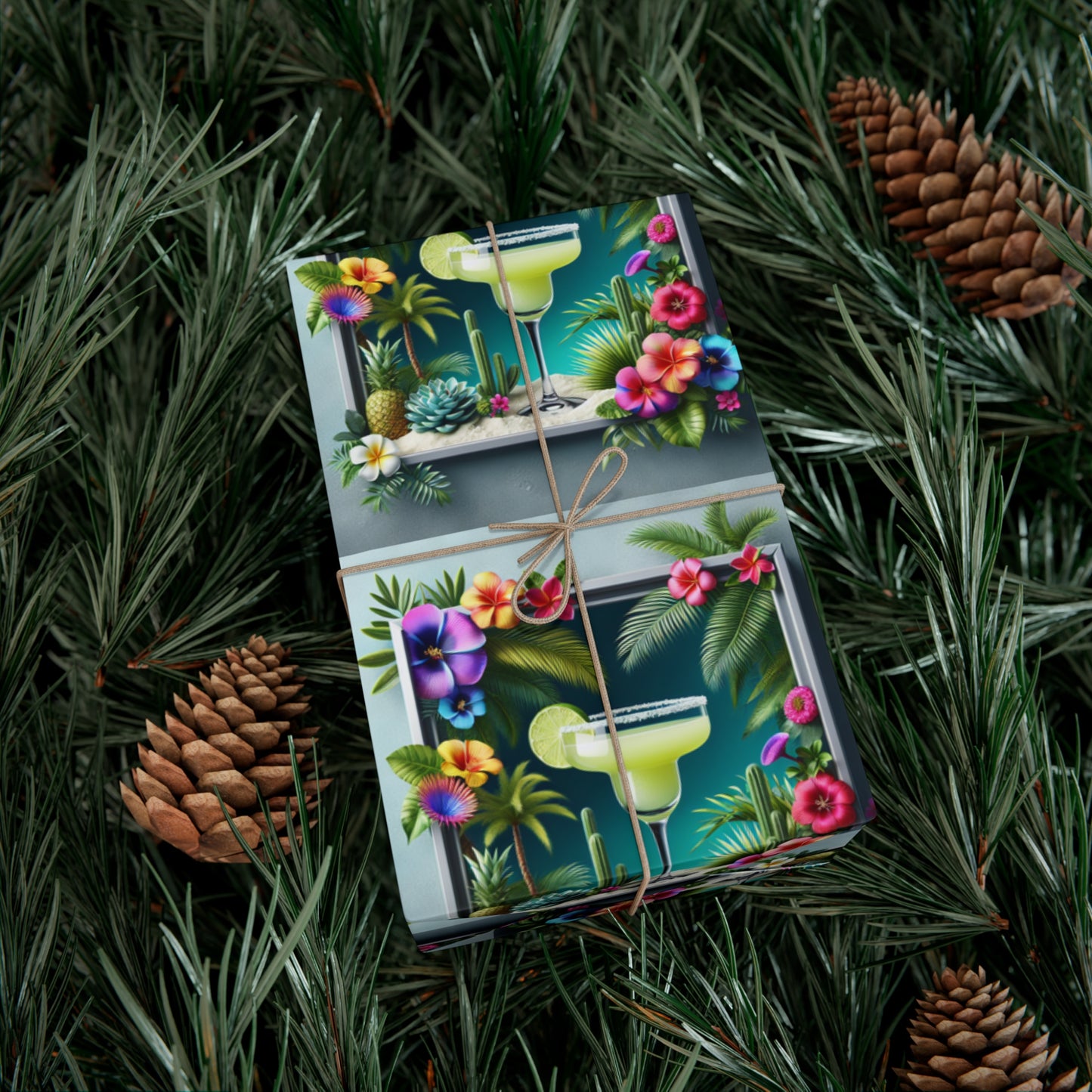 Wrapping Paper - Tropical Gift Wrap for All Occasions / 3 Sizes, 2 Finishes / Tropical Margarita
