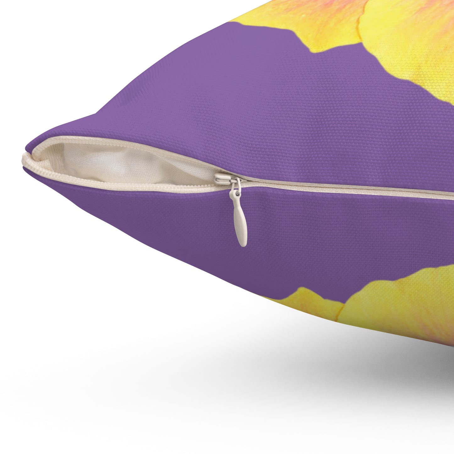 Decorative Pillow - Accent Cushion, 4 Sizes / Photo Yellow Hibiscus, Lt. Purple