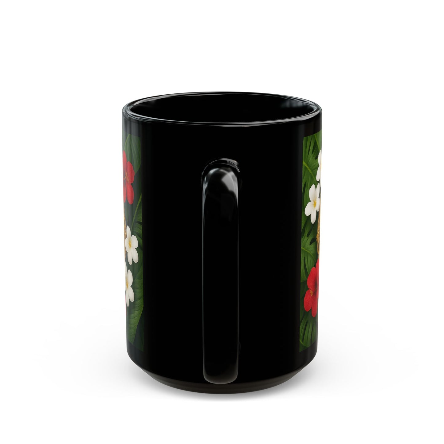 Religious Black Coffee Mug - Virgin of the Lilies